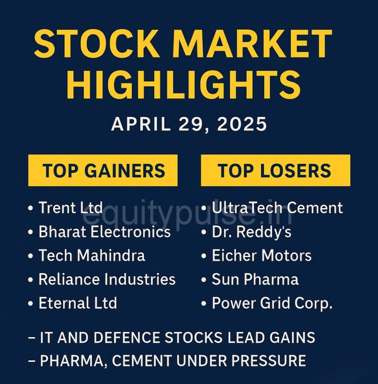 Stock Market Highlights – April 29, 2025: Markets End Flat Amid Mixed Cues; IT and Defence Stocks Lead Gains